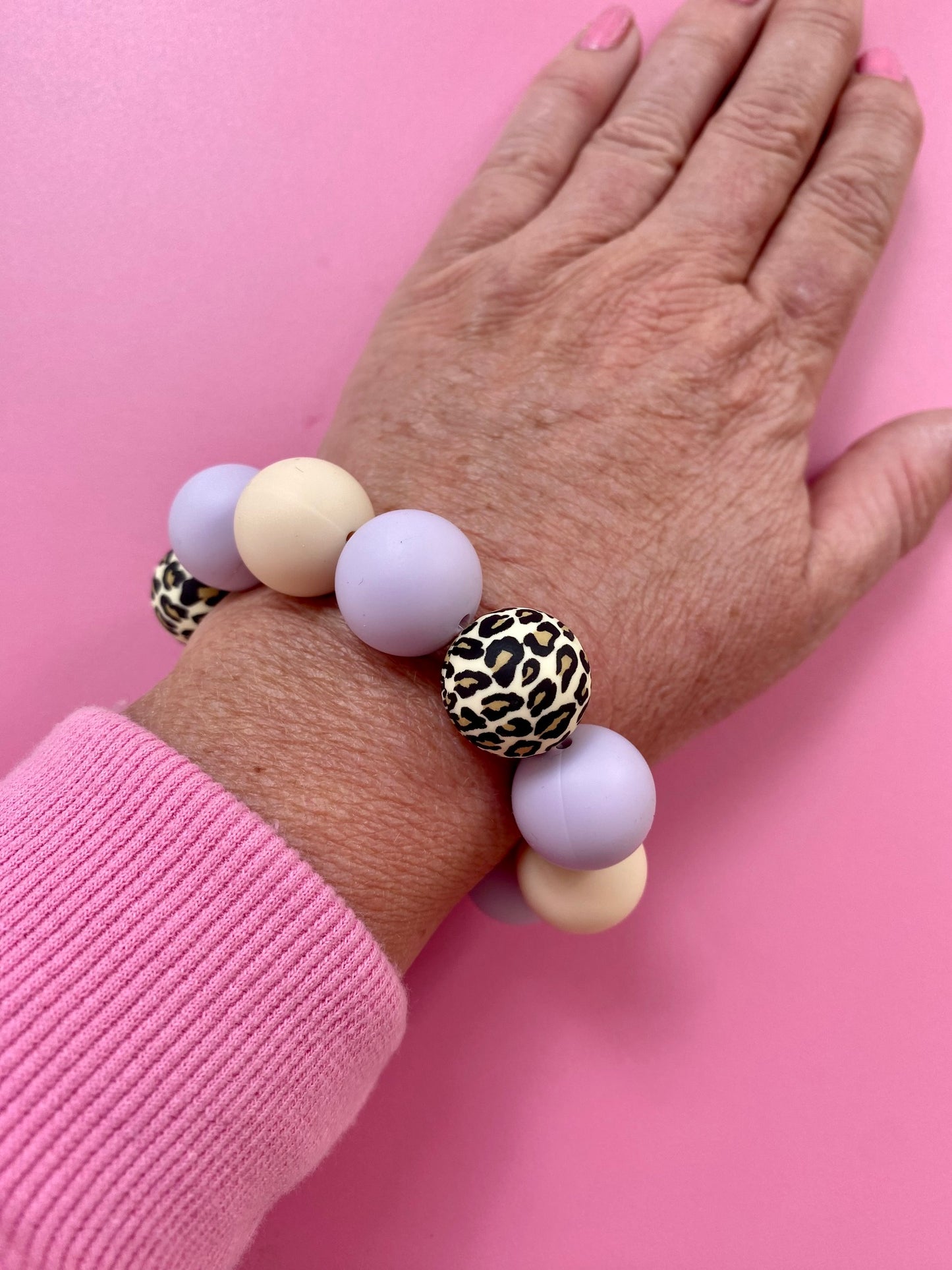 Armband MAXI Tango Ljuslila Leo Beige