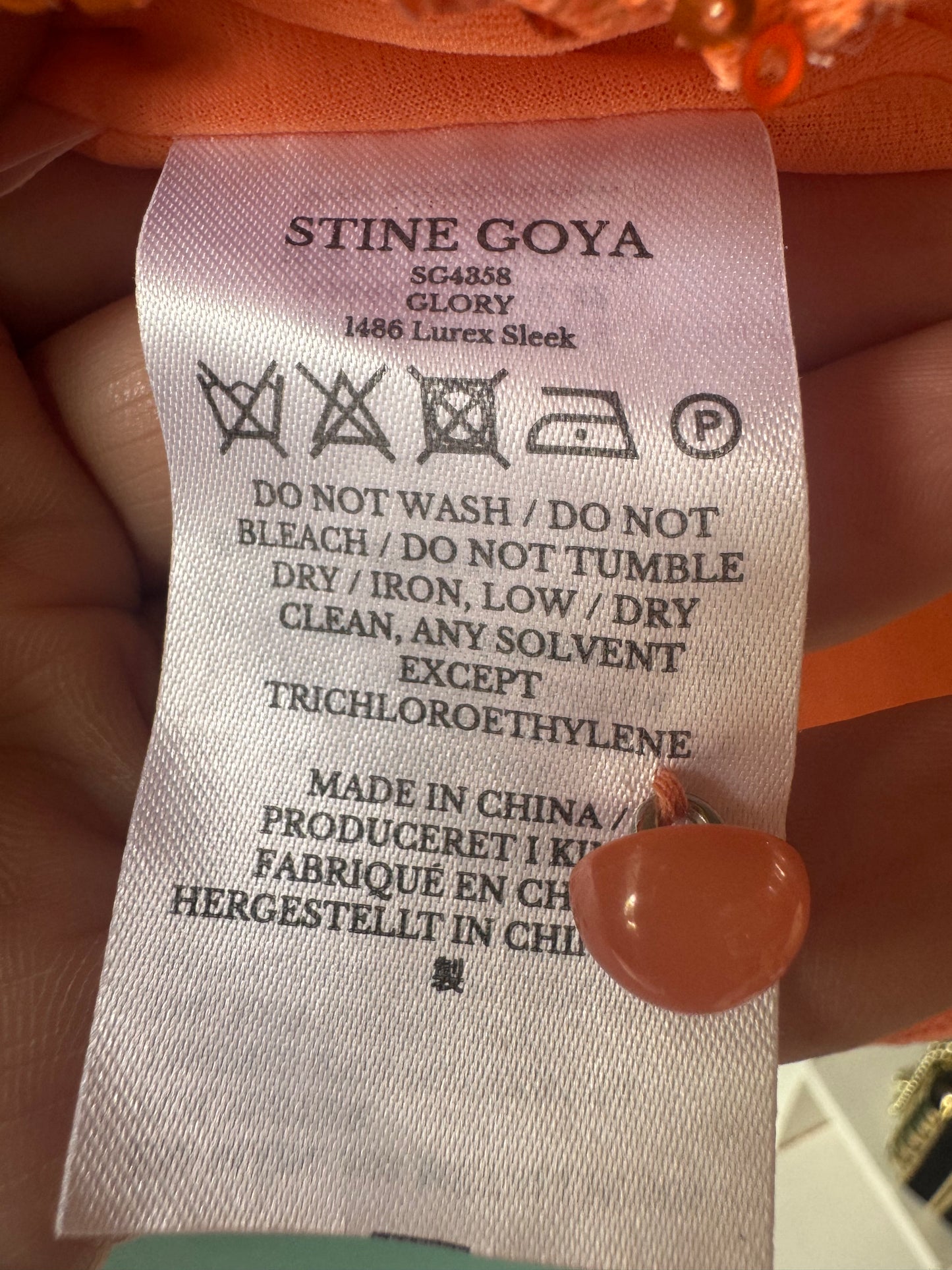 Stine Goya orange paljettblus/top stl. 42