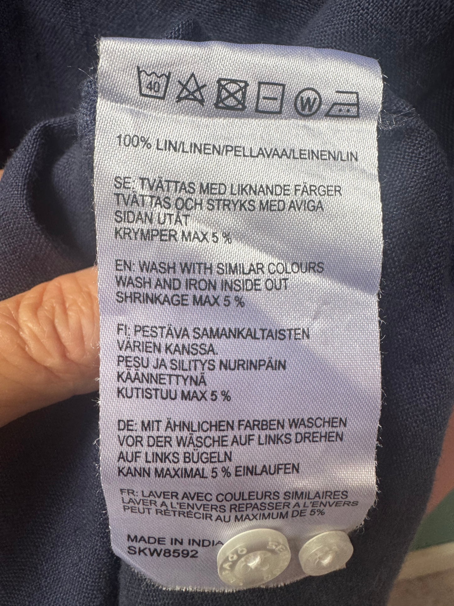 Sebago blå linne skjortklänning stl. M