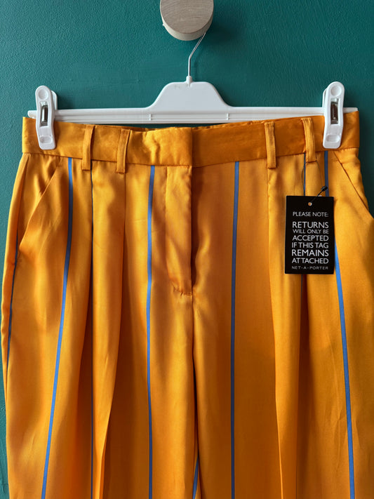 Victoria Beckham orangeblårandig byxa stl. 38